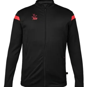 Veste noire et rouge